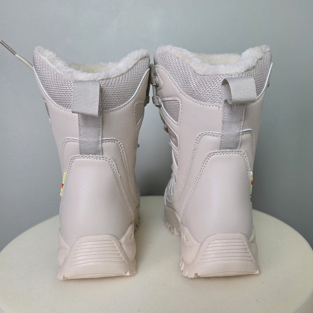 Waterproof Cream Snow Boots Outdoor Mid-tube Lace-Up Size 38EU - Picture 10 of 15